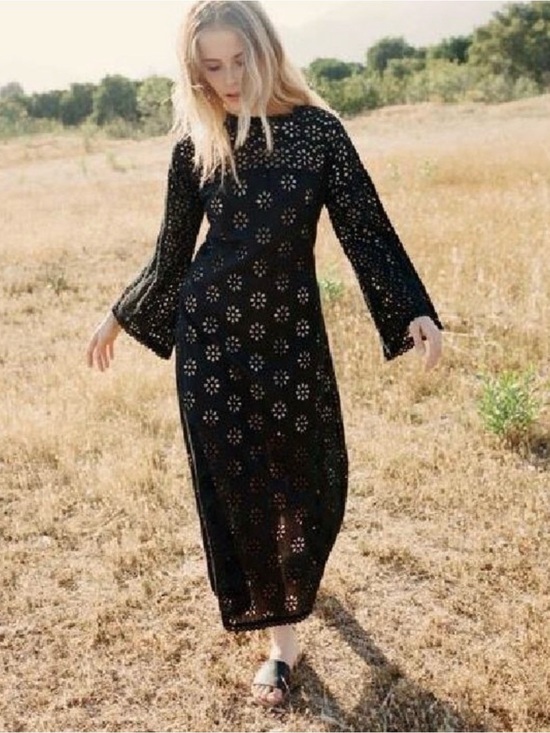 Doen Dresses & Skirts - Doen Francoise Midi Eyelet Dress in Black